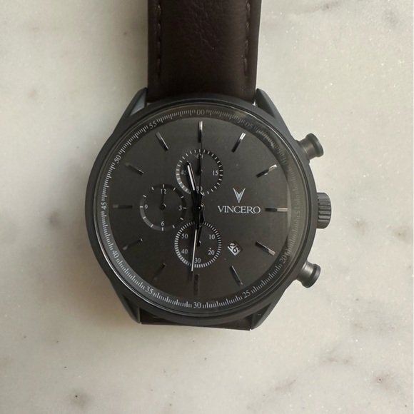 Vincero Men’s Watch 43MM Gunmetal/Walnut Leather Strap - Picture 2 of 10